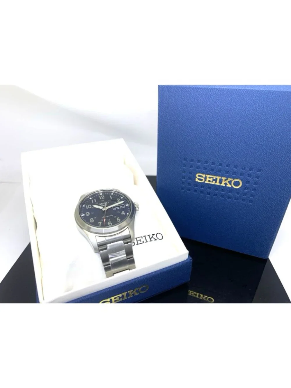 Seiko 5 Men's Watch SRPG29 Sports Automatic Blue Dial Day Date Stainless Steel